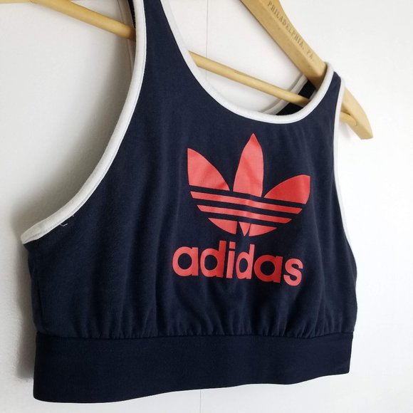 adidas Other - Adidas Large Navy Crop Sports Bra Red Trefoil